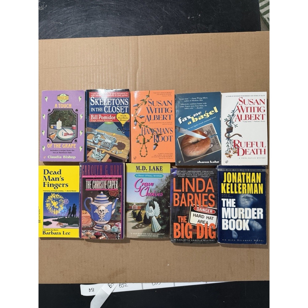 Lot of 10 random murder‎ mystery novel paperback books, various authors B50